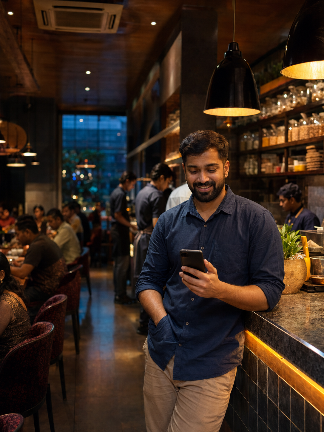 Indian restaurant owner managing his business with Repixo
